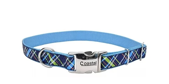 ACC-034 COLLAR RIBBON SPECTRA 5/8” – CELESTE CON RAYAS - Imagen 1